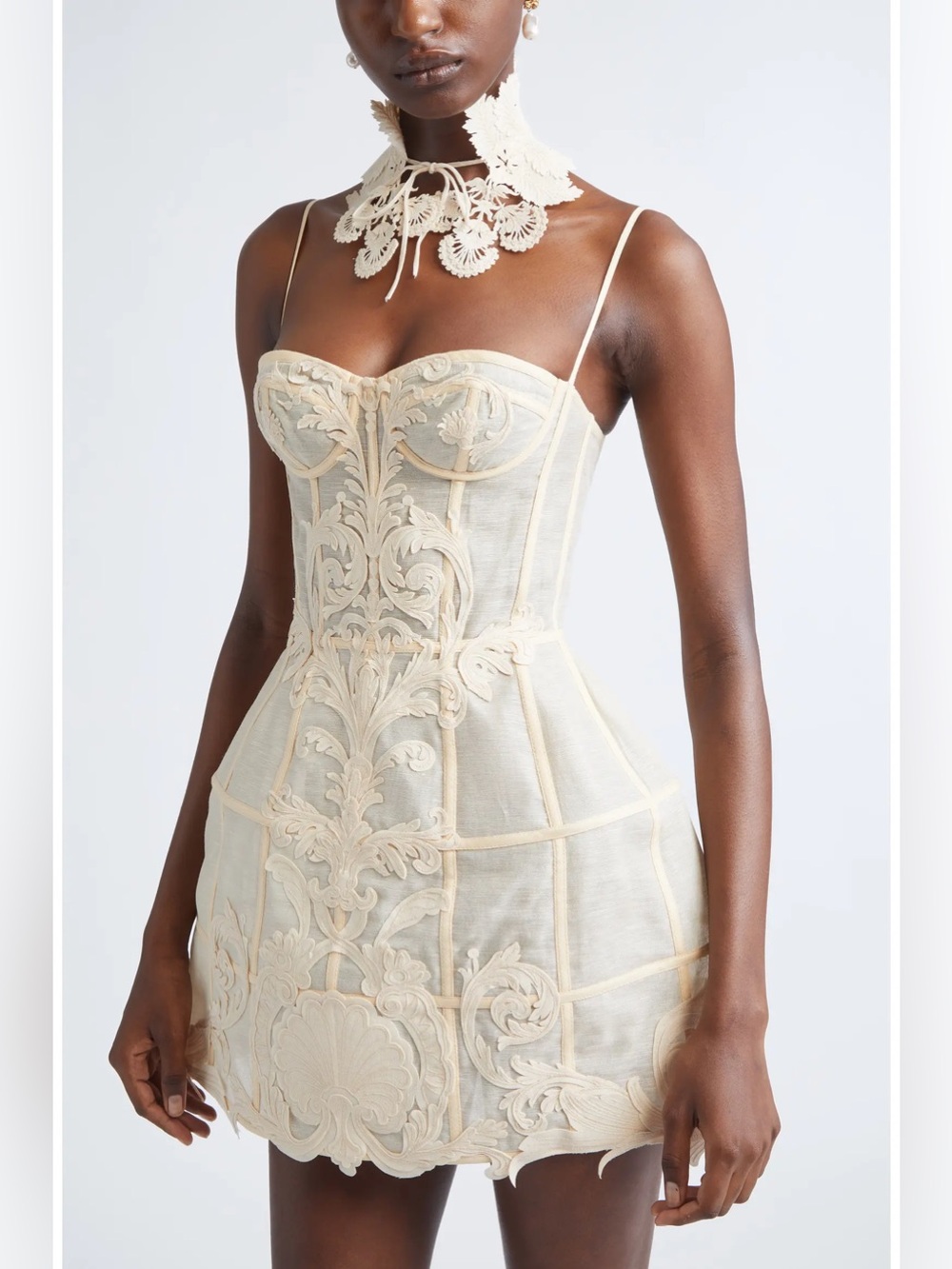 Rebellion Filigree Lace Trim Linen & Silk Minidress NWT $2750 size 3 (10/12)